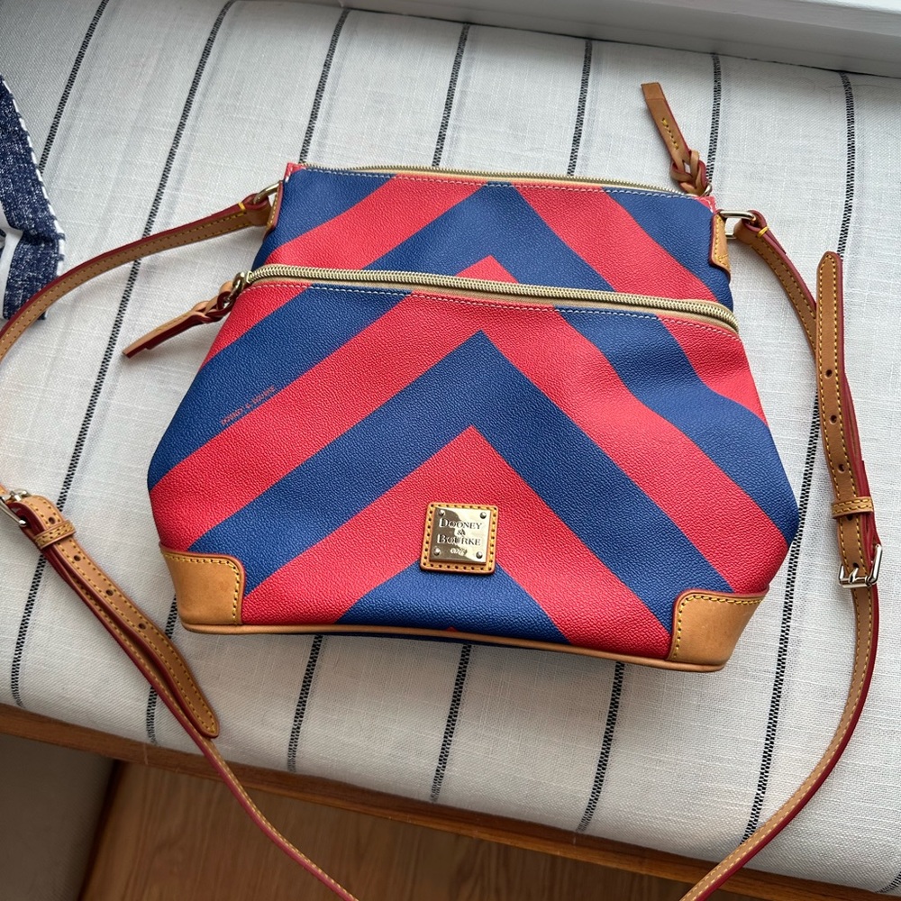 Dooney and Bourke coated canvas and leather abstract crossbody bag
